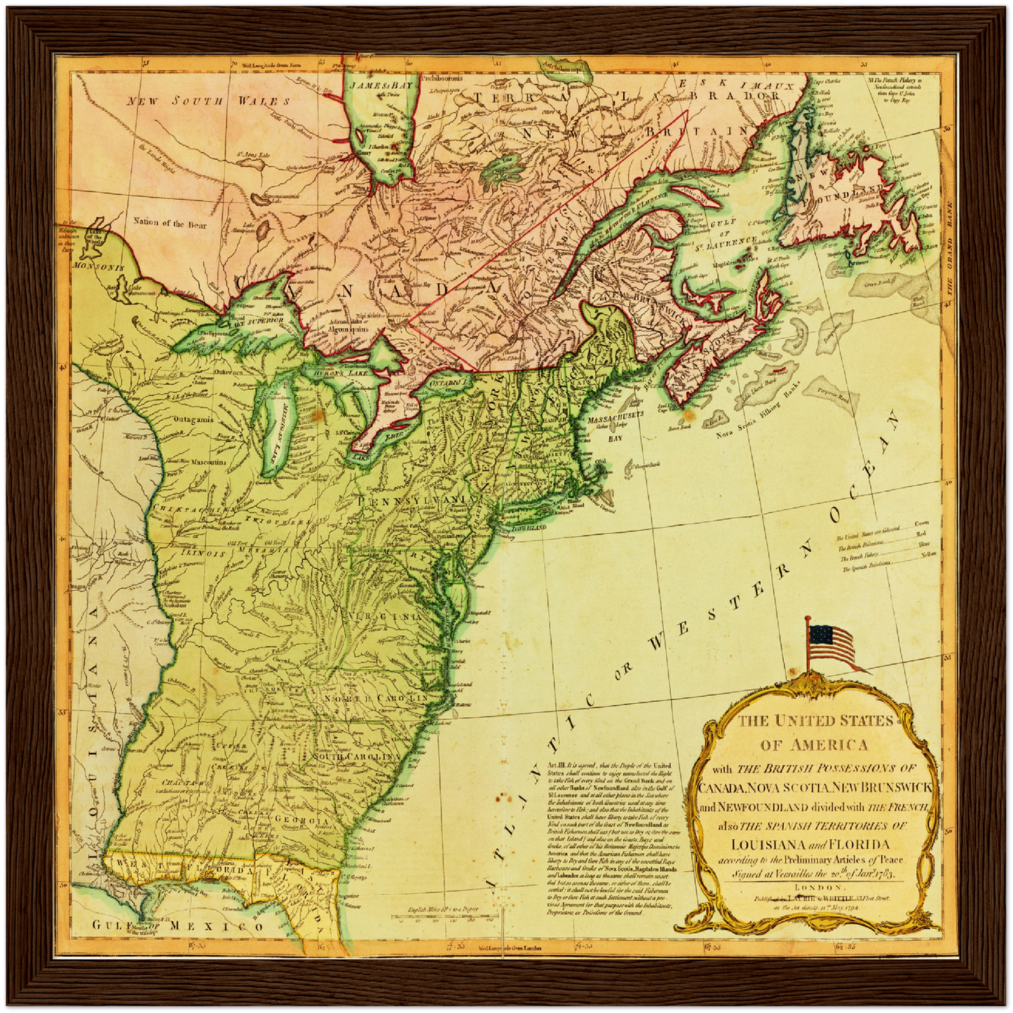 Historische Landkarte USA um 1700