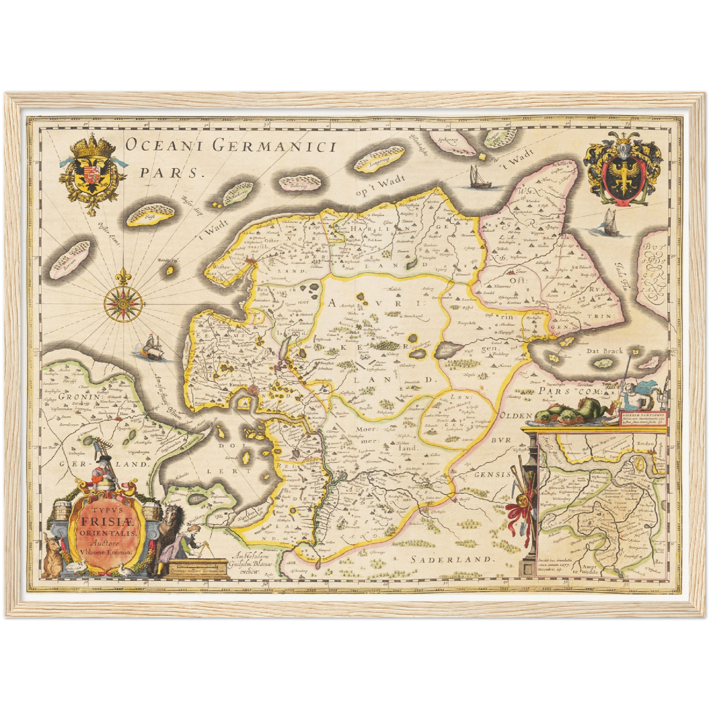 Historische Landkarte Ostfriesland um 1635