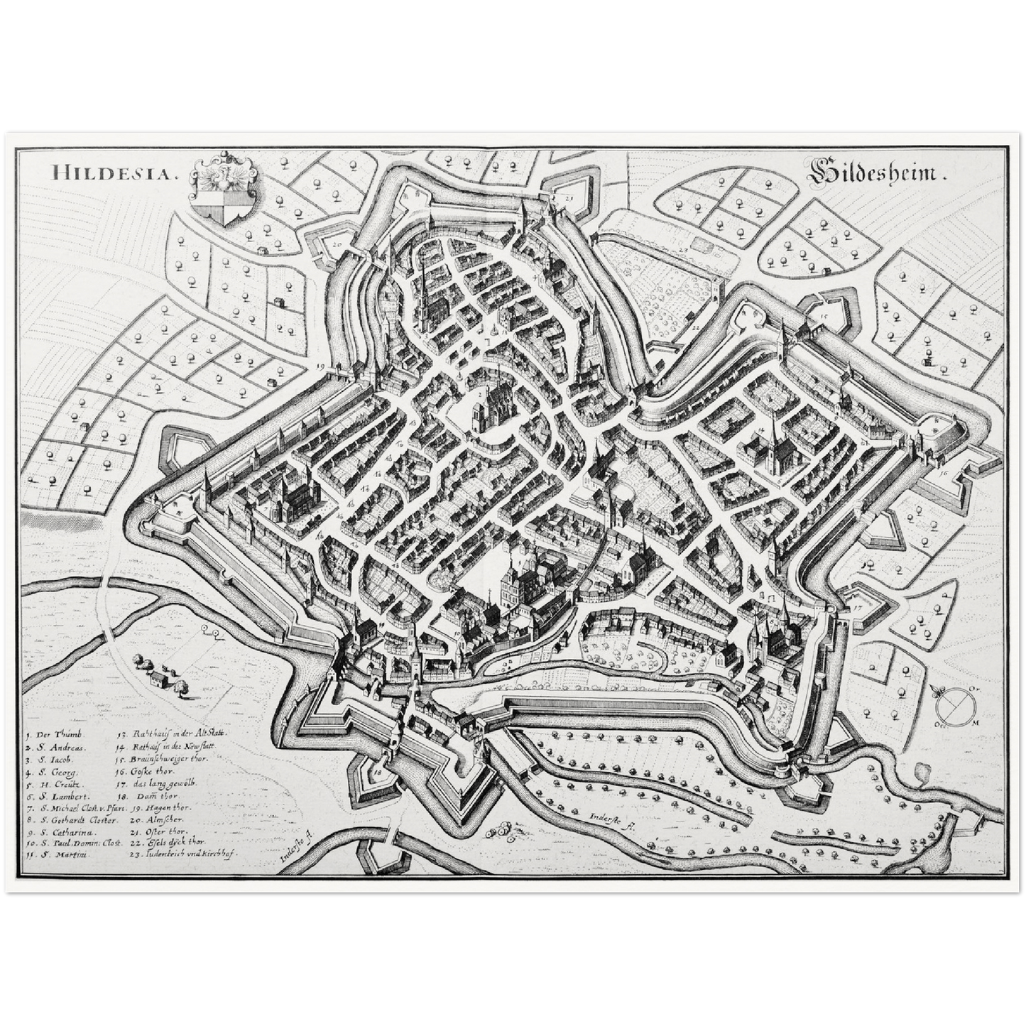 Historische Stadtansicht Hildesheim um 1650