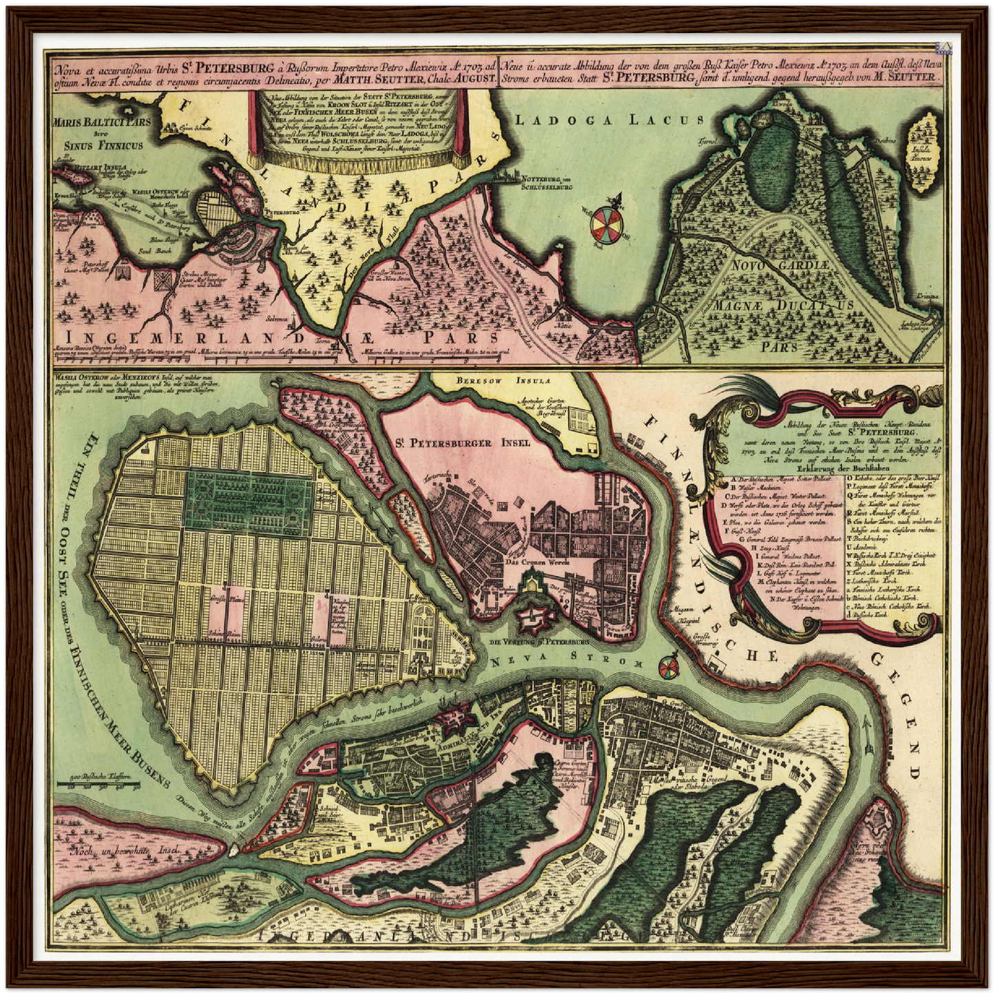 Historischer Stadtplan St. Petersburg um 1734