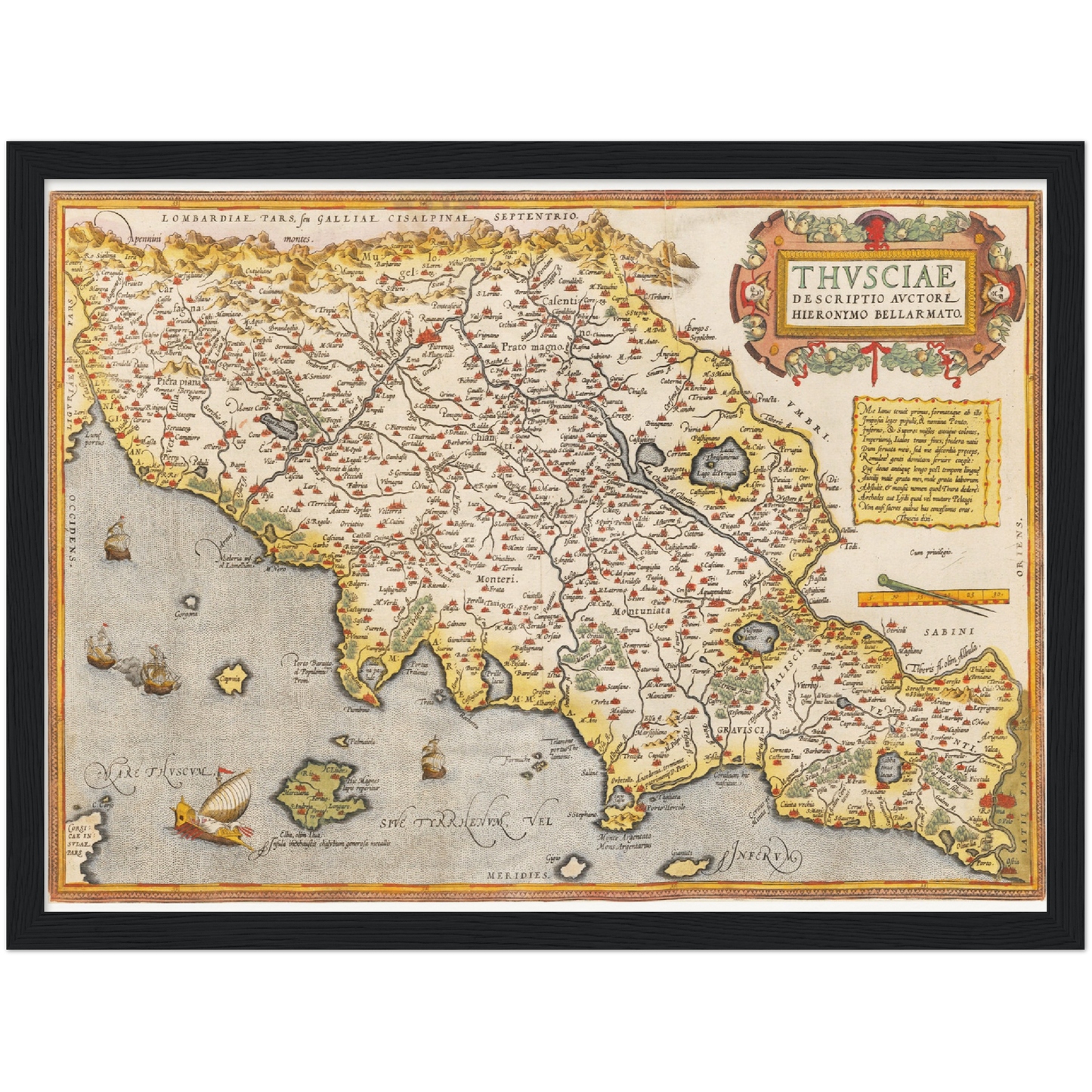 Historische Landkarte Toskana um 1609