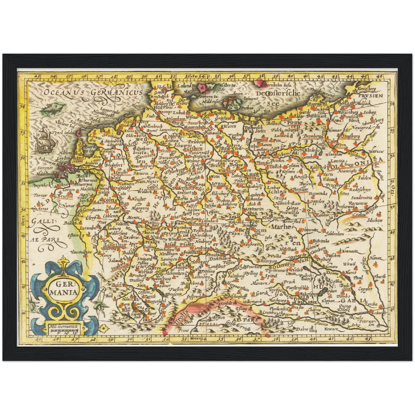 Historische Landkarte von Deutschland um 1609