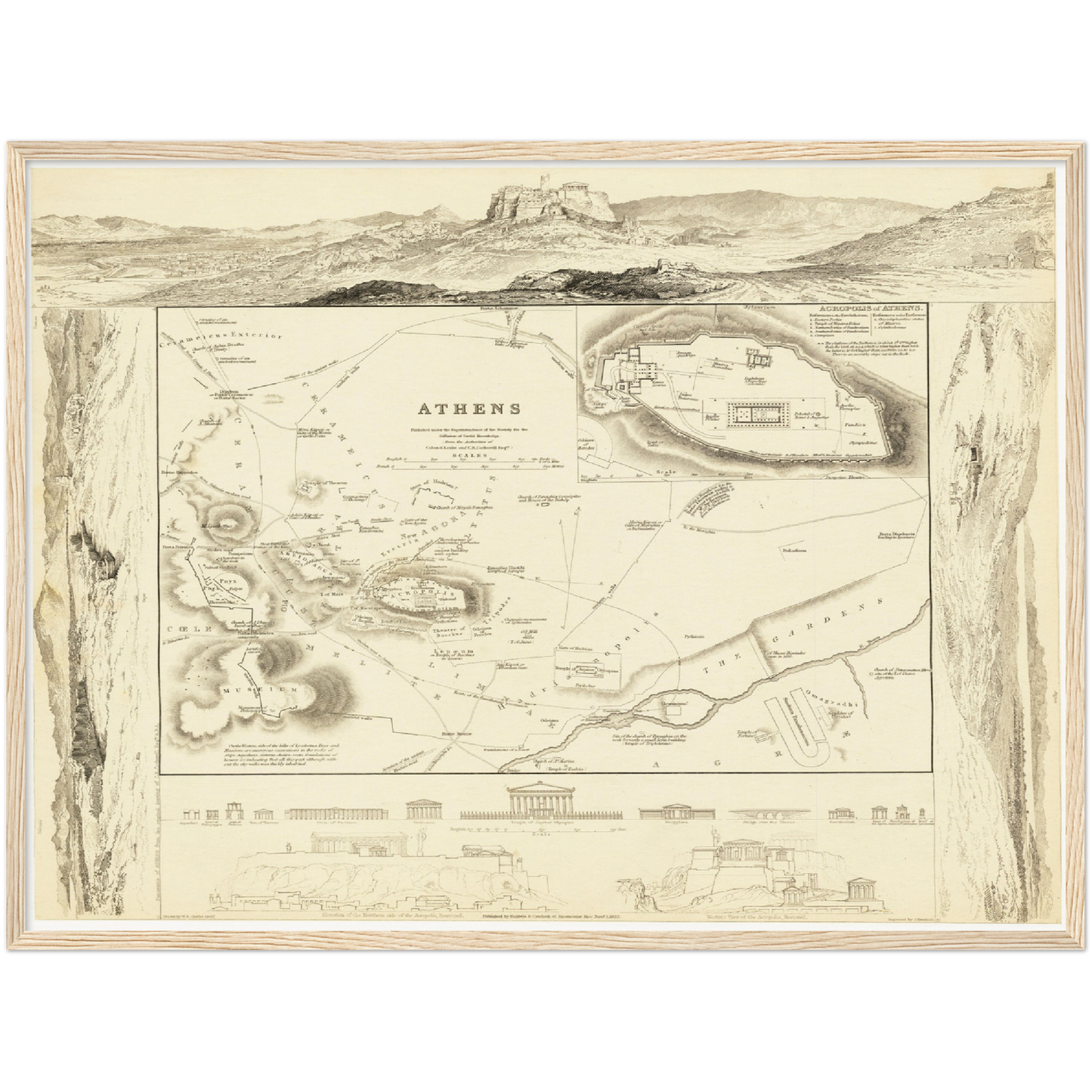 Historischer Stadtplan Athen um 1832