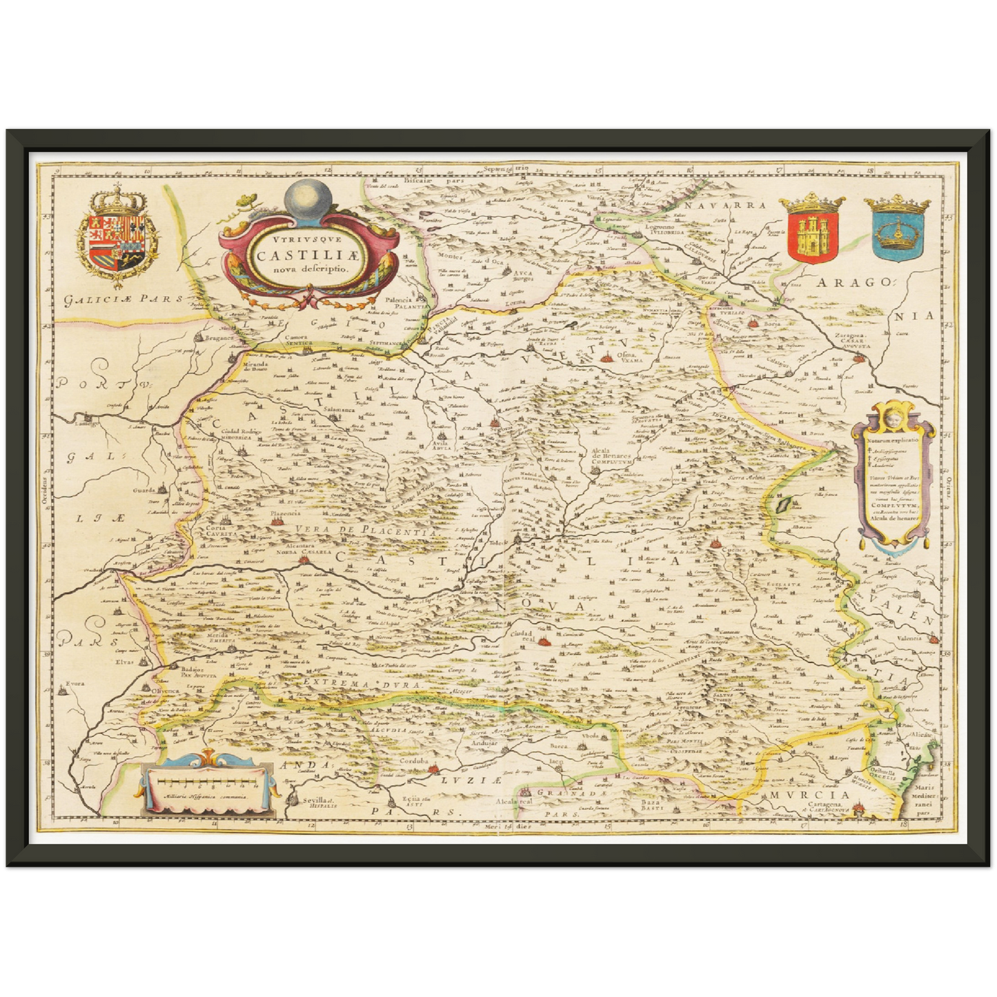 Historische Landkarte Kastilien und León um 1635