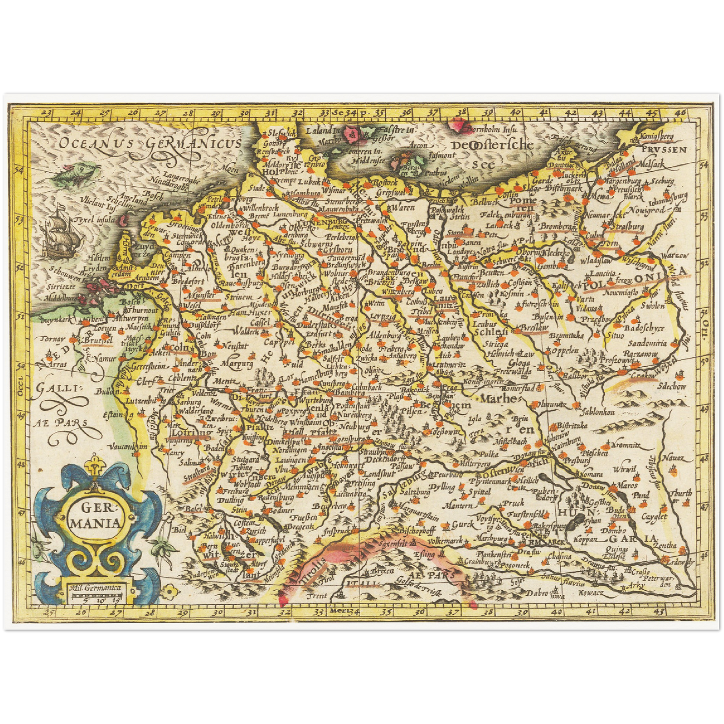 Historische Landkarte von Deutschland um 1609