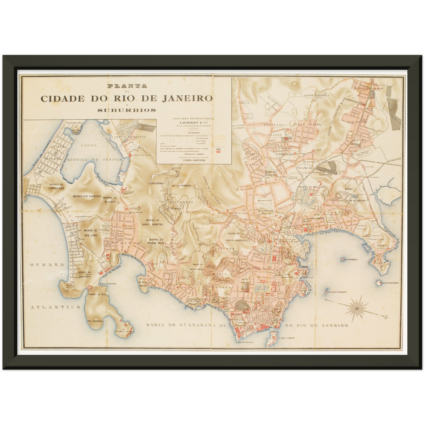 Historischer Stadtplan Rio De Janero um 1890