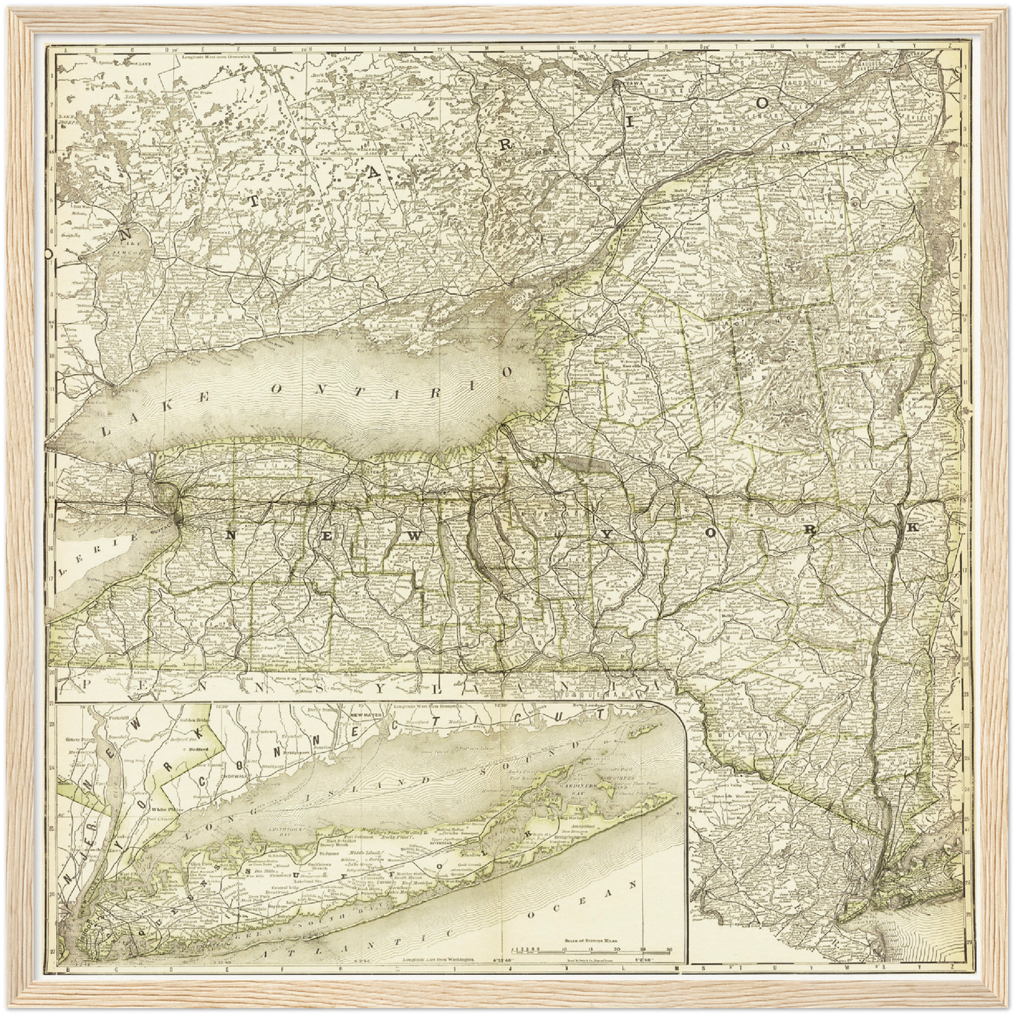 Historische Landkarte New York um 1882