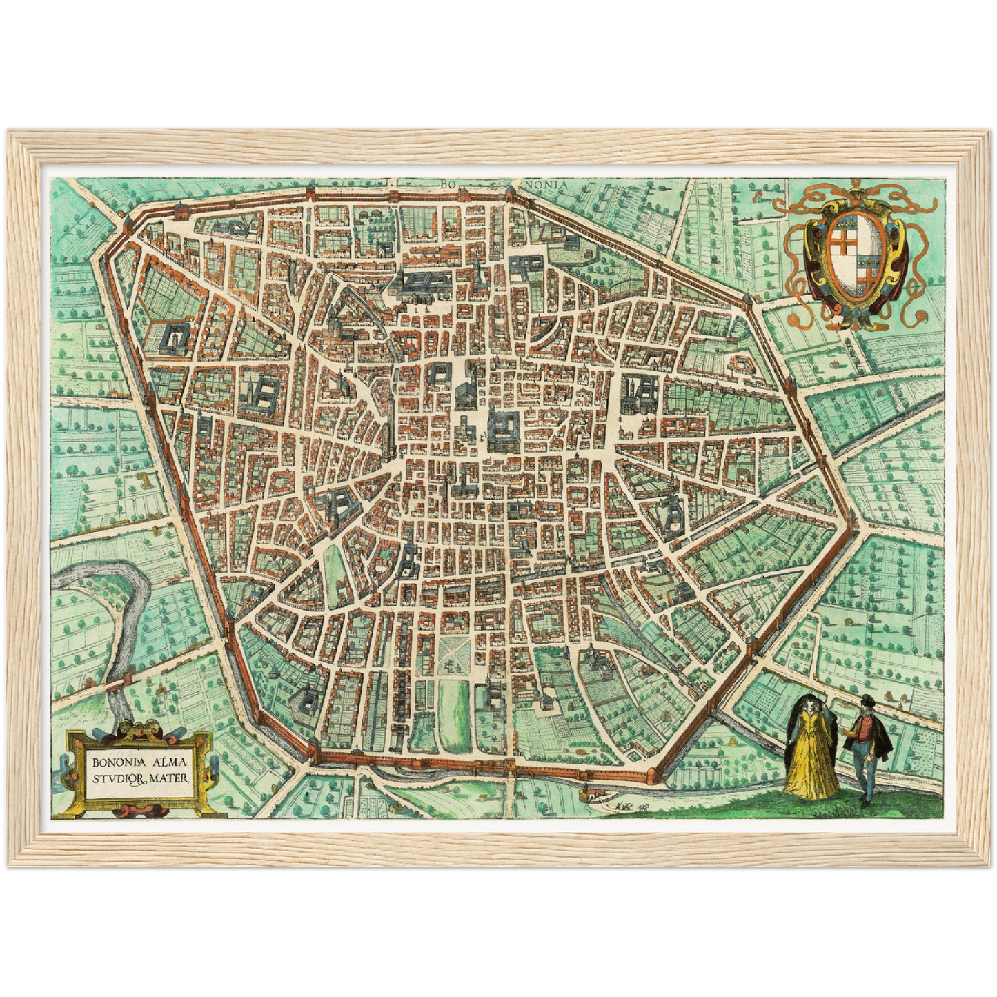 Historische Stadtansicht Bologna um 1609