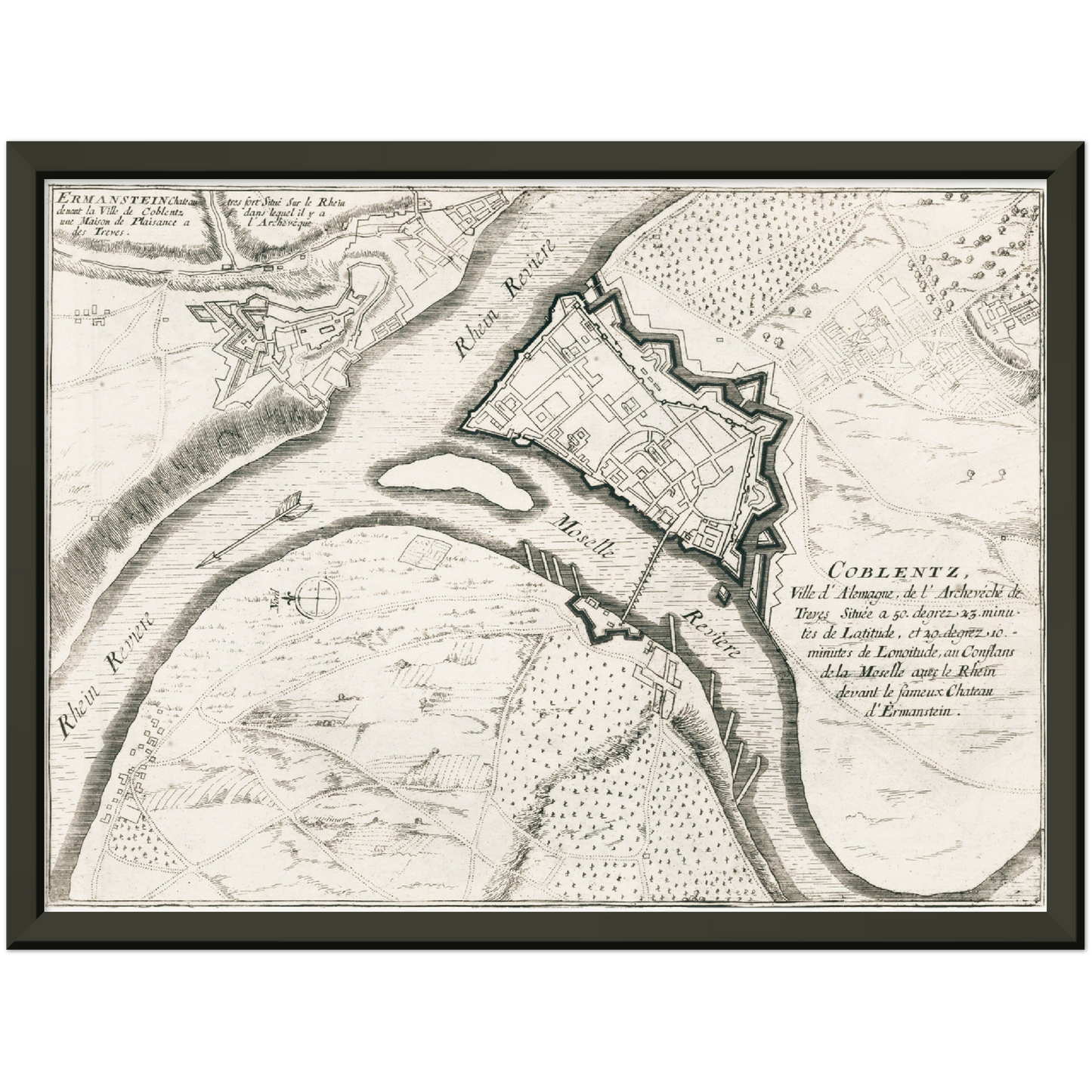 Historischer Stadtplan Koblenz um 1696