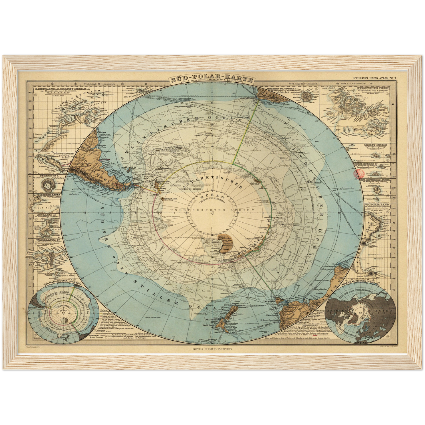 Historische Landkarte Antarktis um 1885