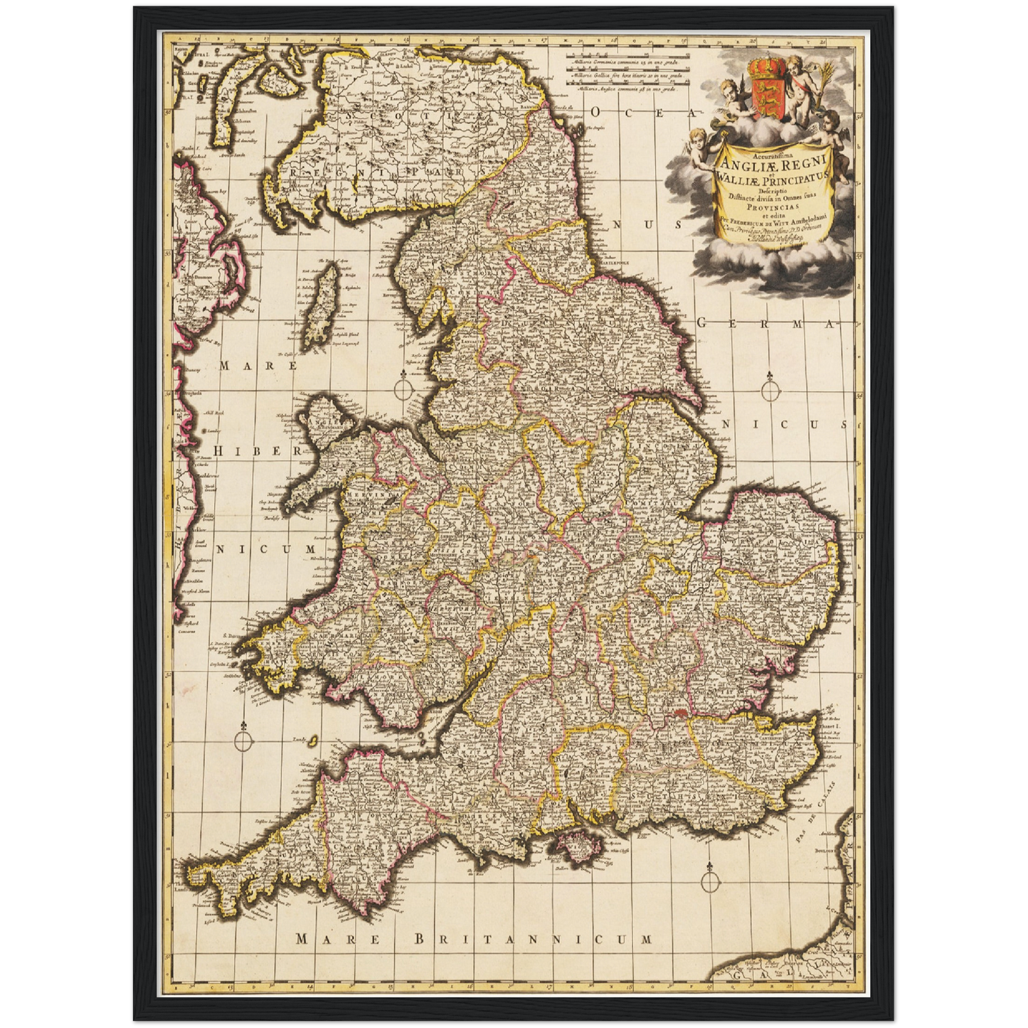 Historische Landkarte England um 1698