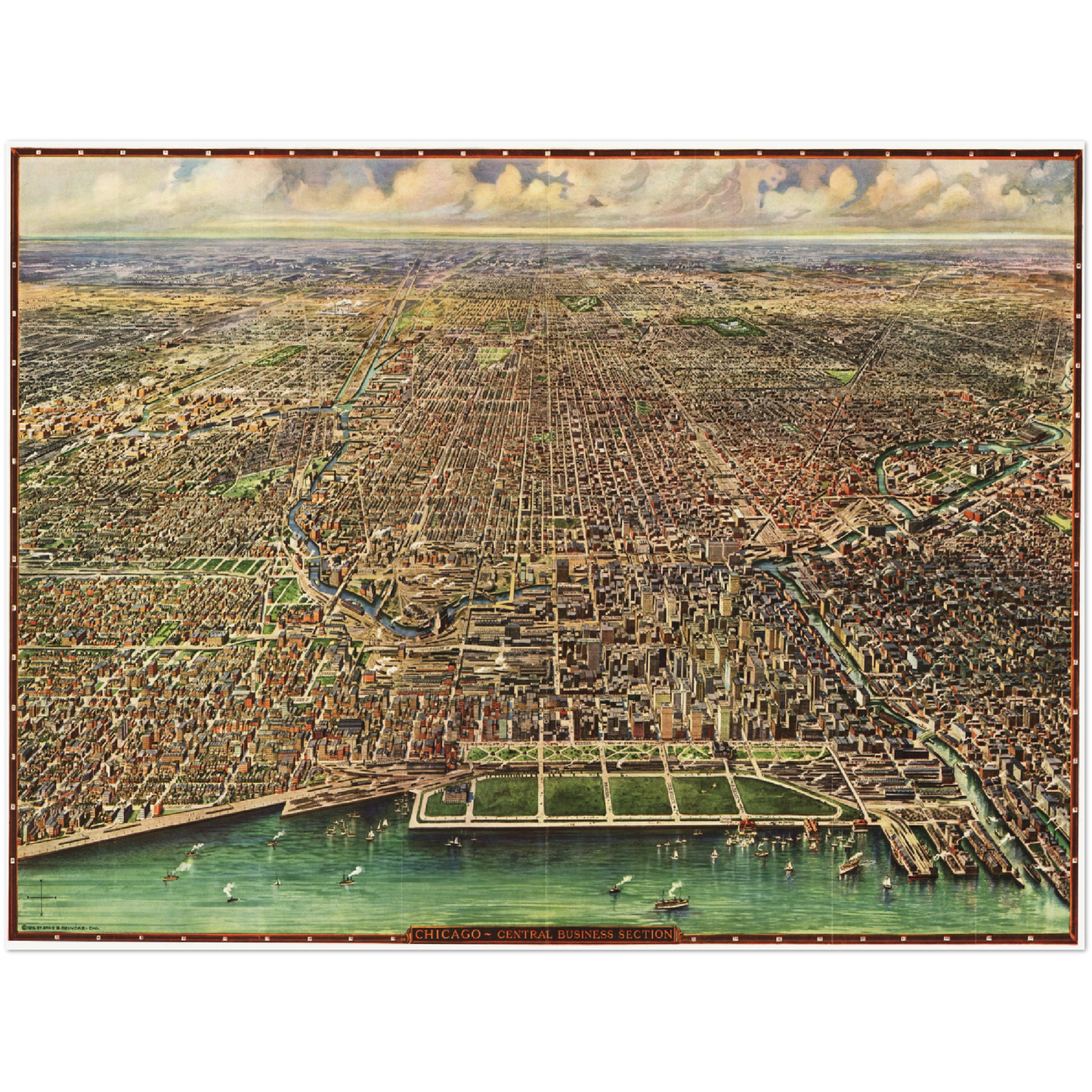 Historische Stadtansicht Chicago um 1918