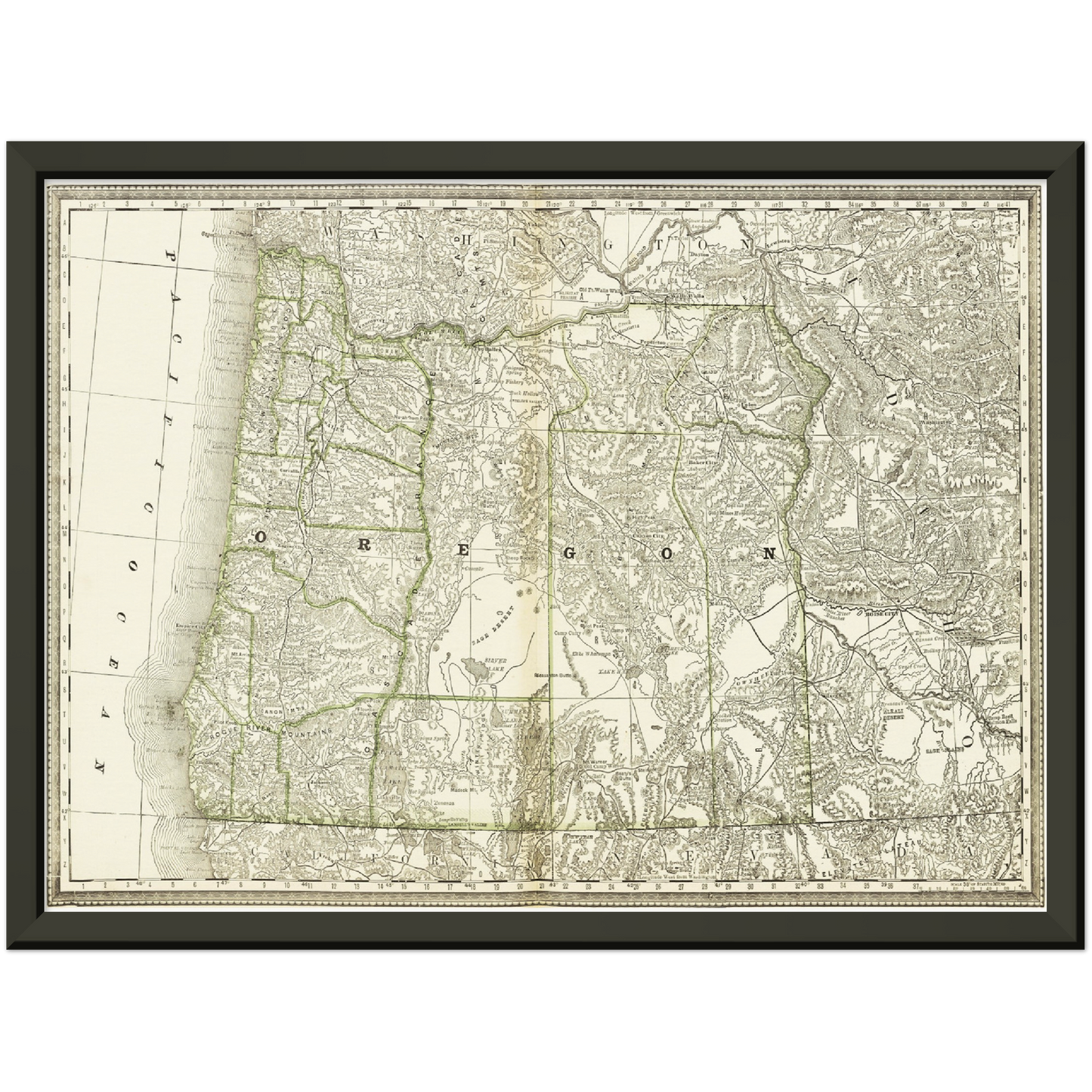 Historische Landkarte Oregon um 1882