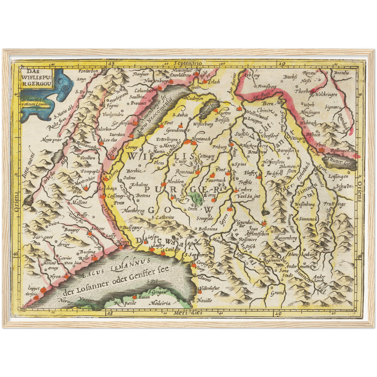 Historische Landkarte Wiflisburgergau um 1609