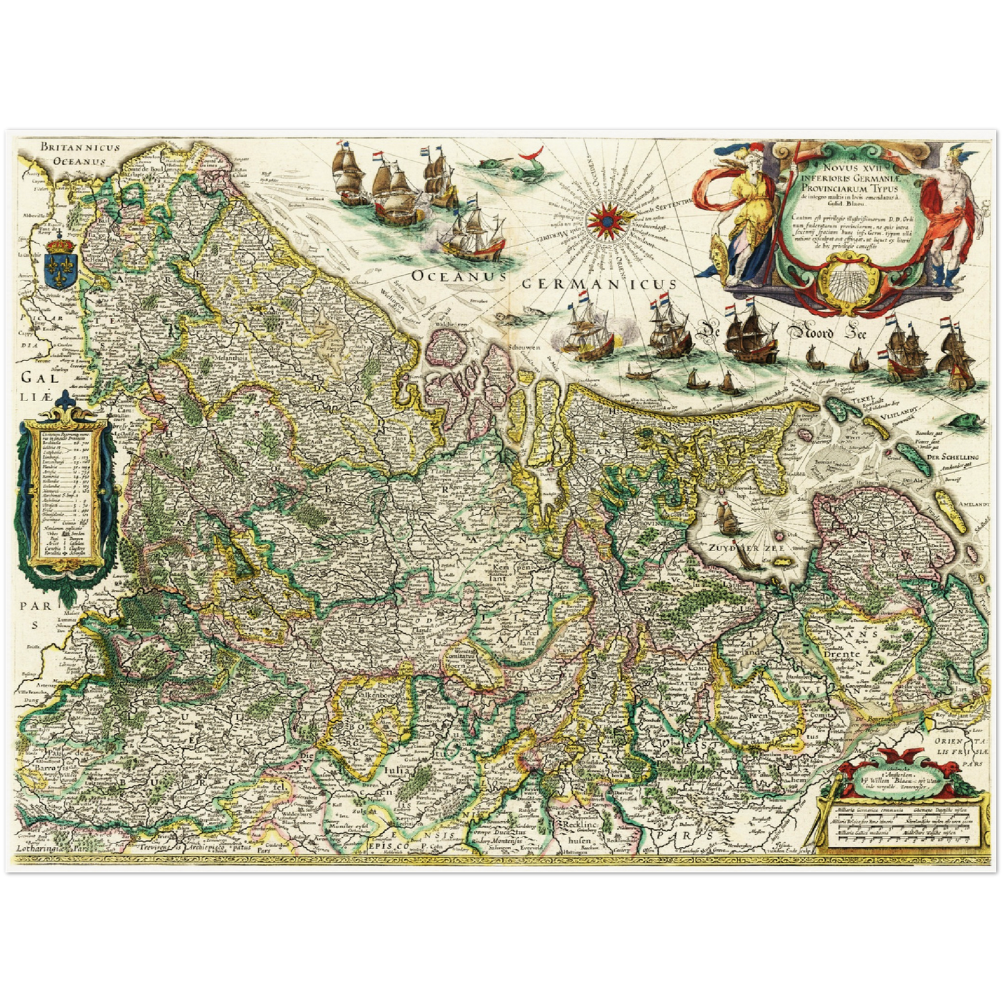 Historische Landkarte Niederlande um 1647