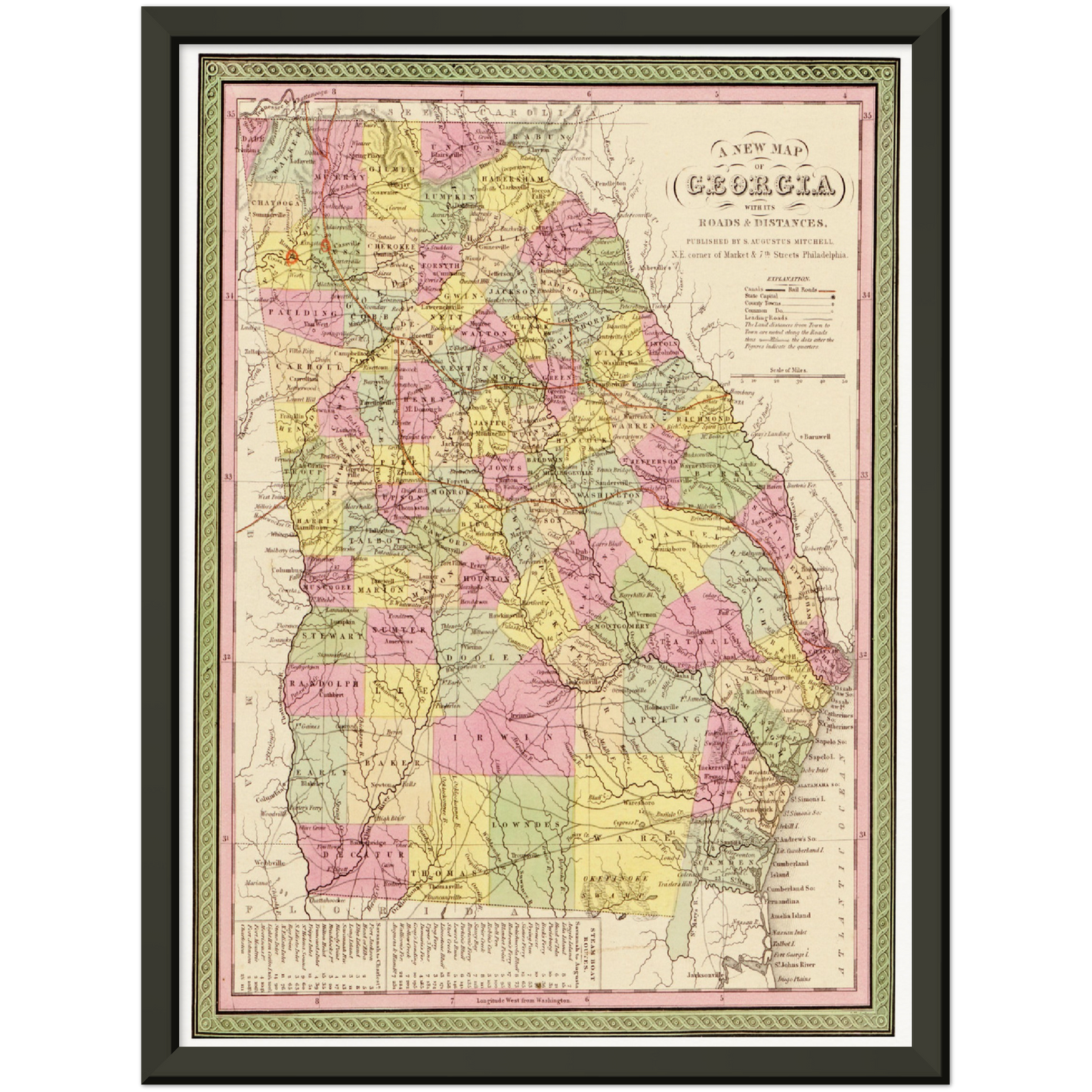 Historische Landkarte Georgia um 1849