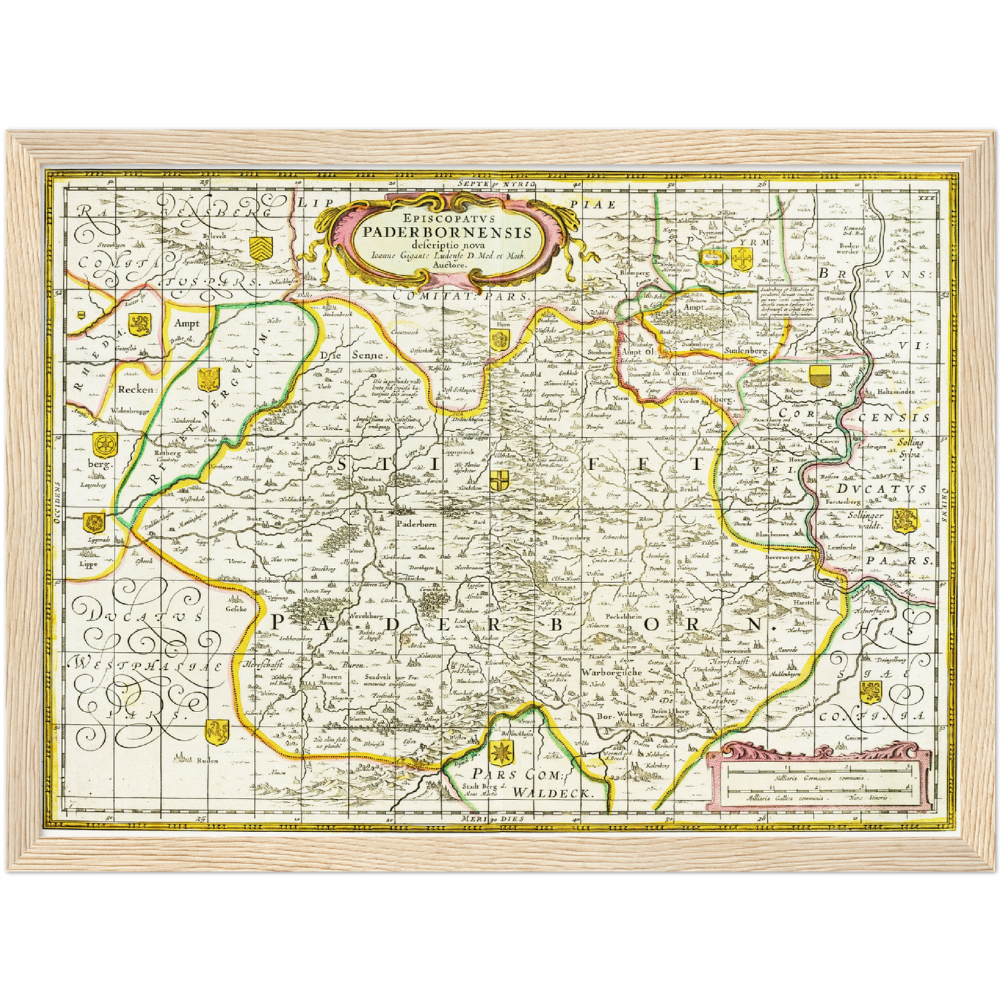 Historische Landkarte Paderborn um 1700