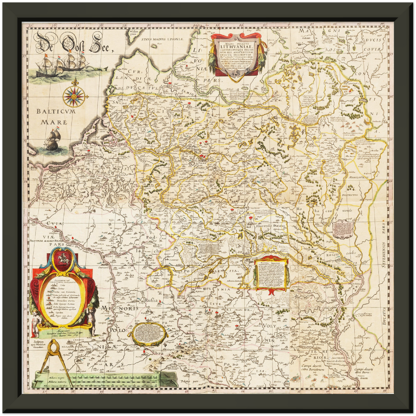 Historische Landkarte Litauen um 1635