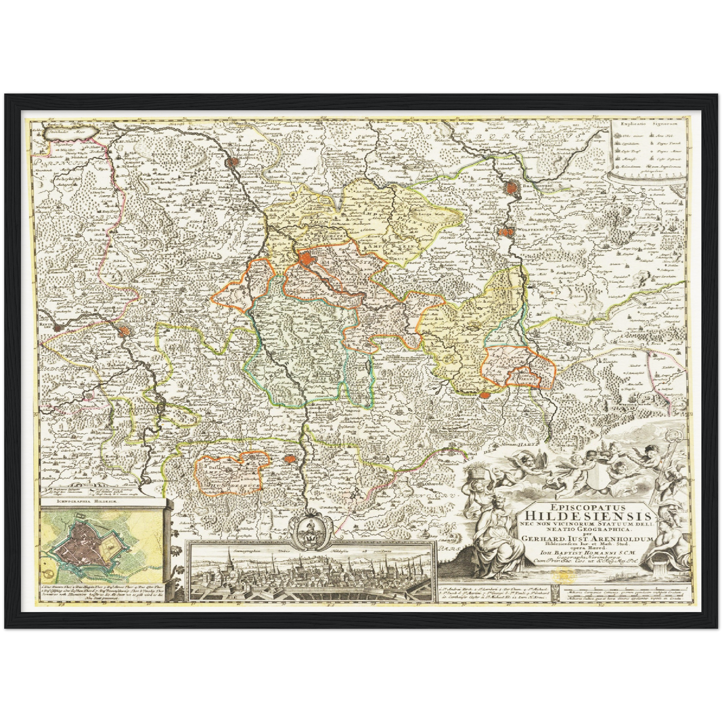 Historische Landkarte Hildesheim um 1730
