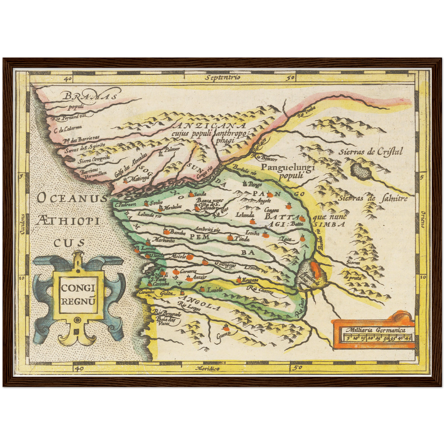 Historische Landkarte Kongo um 1609