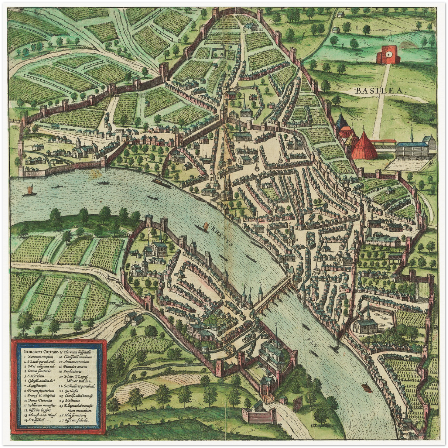 Historischer Stadtplan Basel um 1600