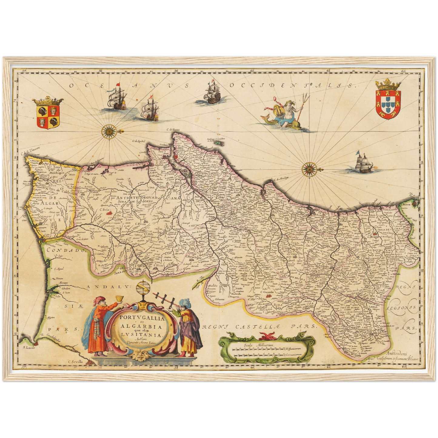 Historische Landkarte Portugal um 1635