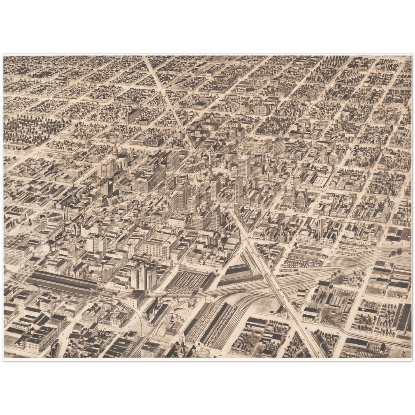 Historische Stadtansicht Indianapolis um 1913
