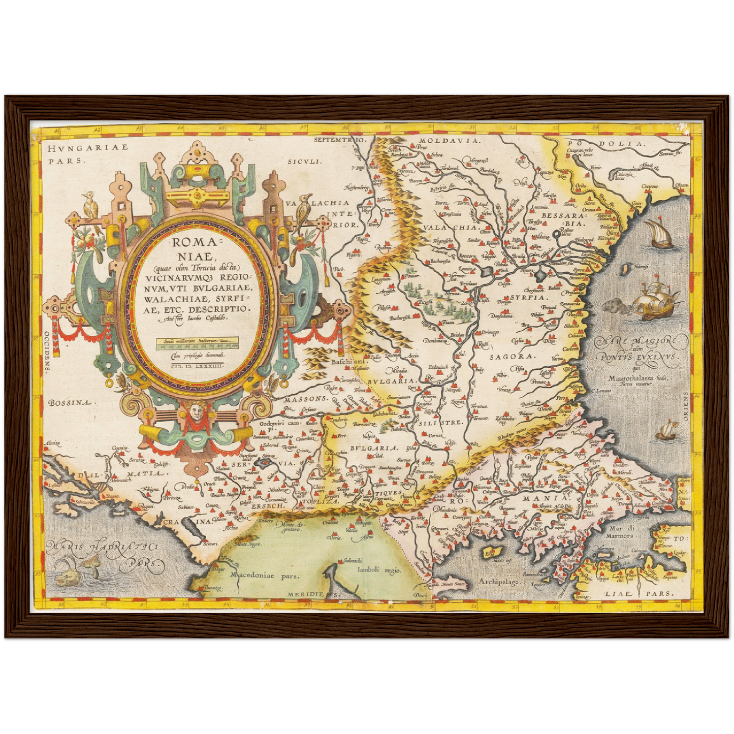 Historische Landkarte Rumänien um 1609
