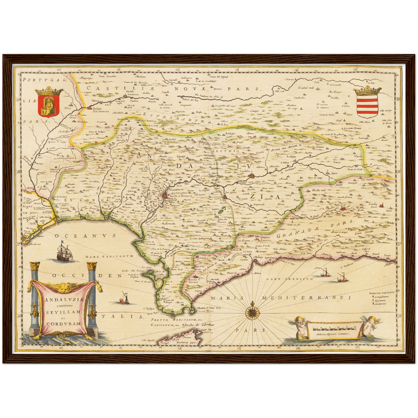 Historische Landkarte Andalusien um 1635