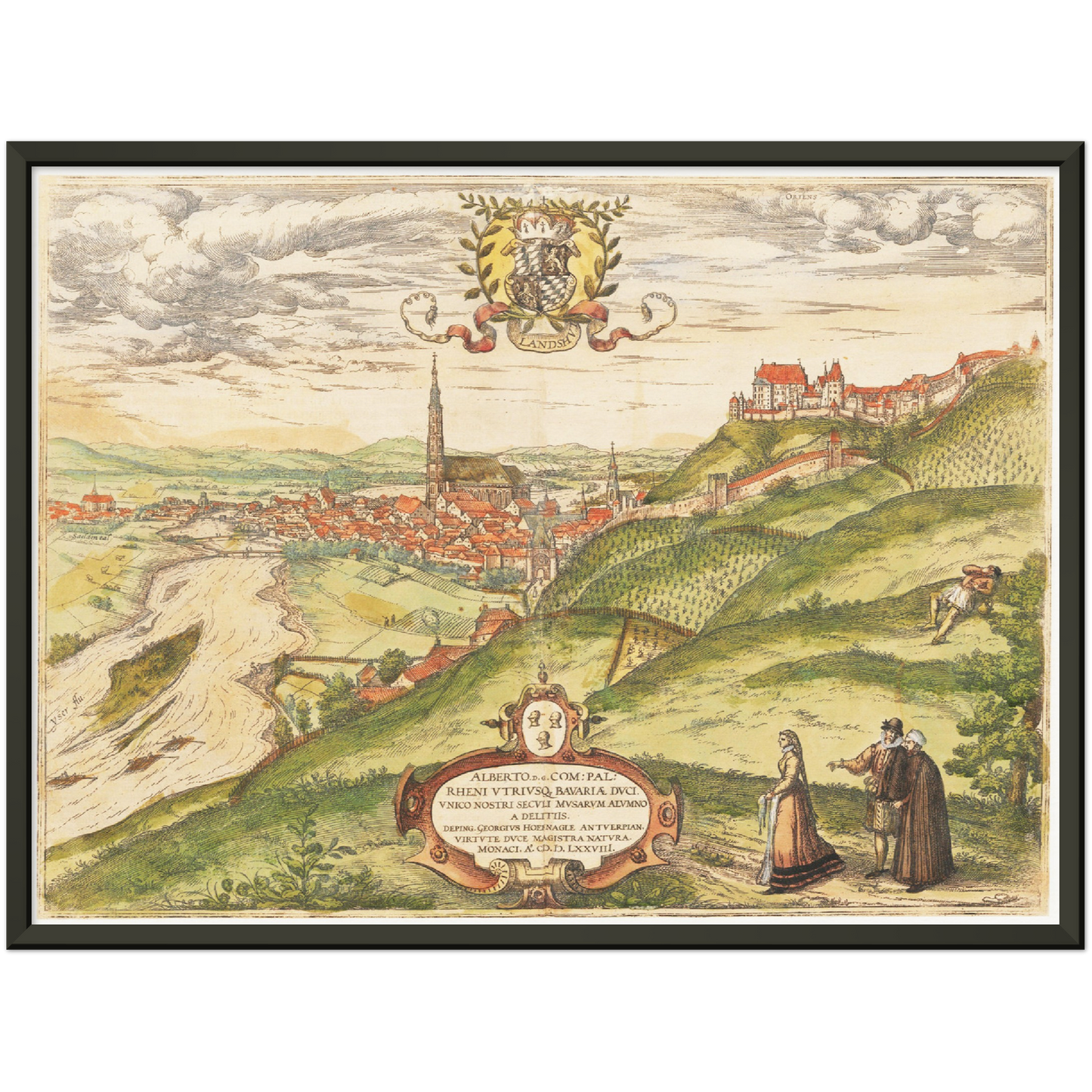 Historische Stadtansicht Landshut um 1582