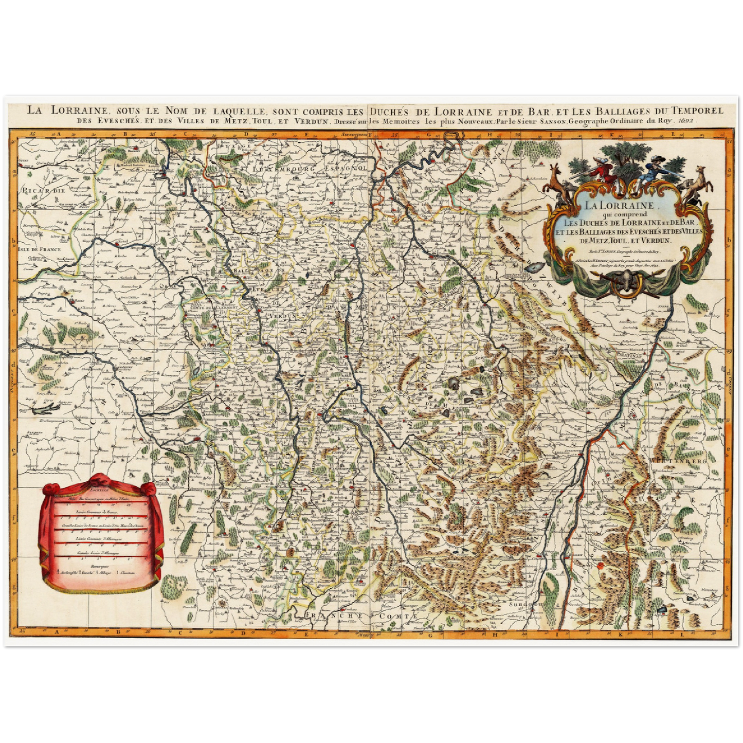 Historische Landkarte Lothringen um 1692