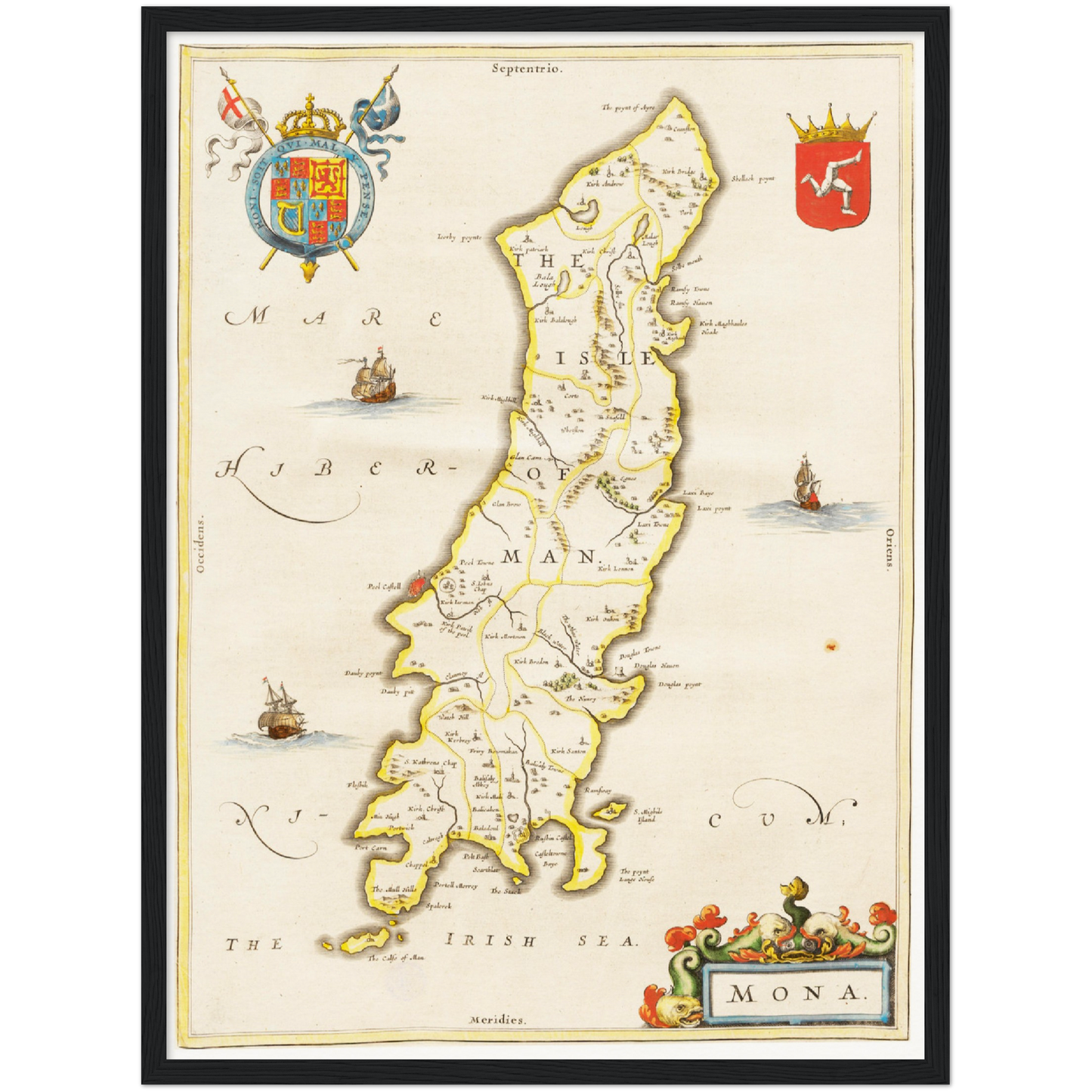 Historische Landkarte Isle of Man um 1635