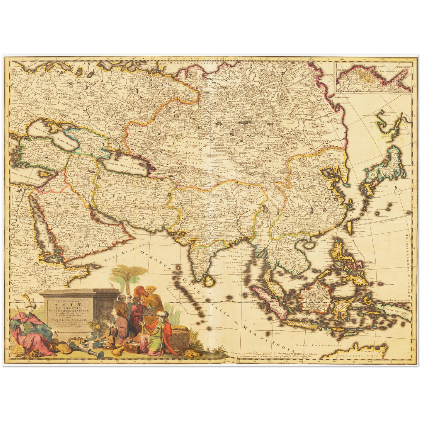 Historische Landkarte Asien um 1694