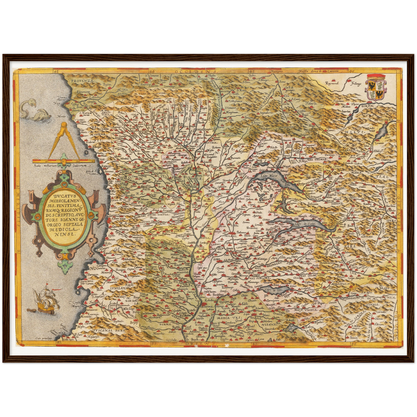 Historische Landkarte Lombardei um 1609