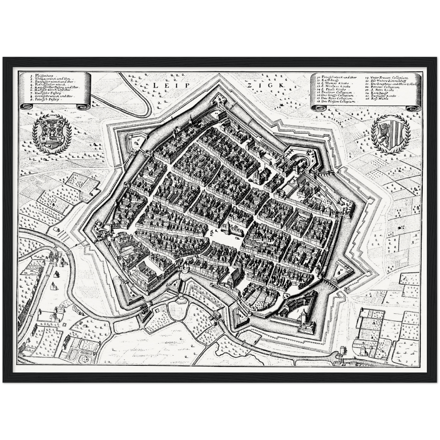 Historischer Stadtplan Leipzig um 1650