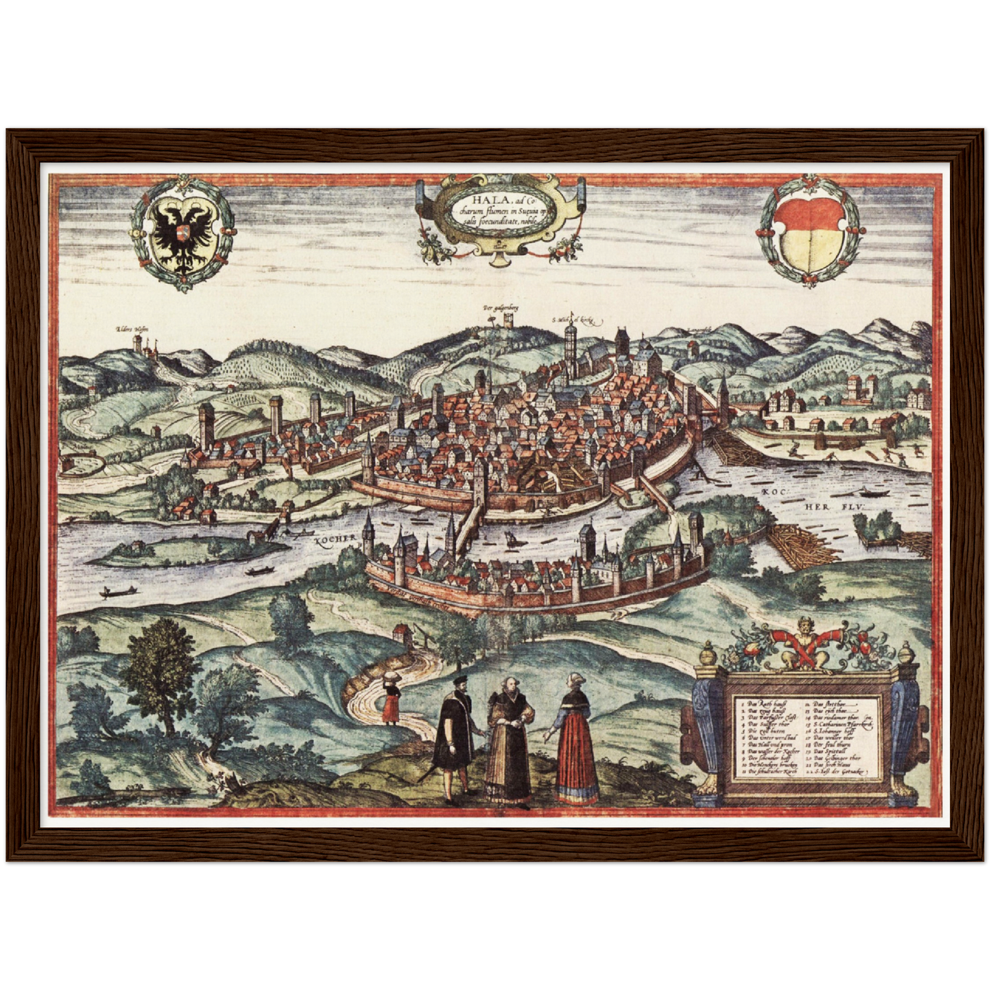 Historische Stadtansicht Schwäbisch Hall um 1580