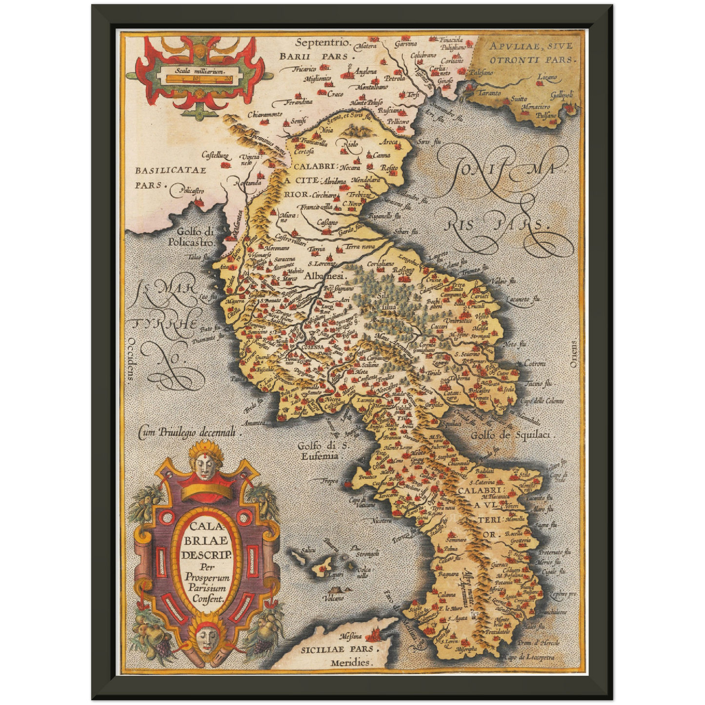 Historische Landkarte Kalabrien um 1609