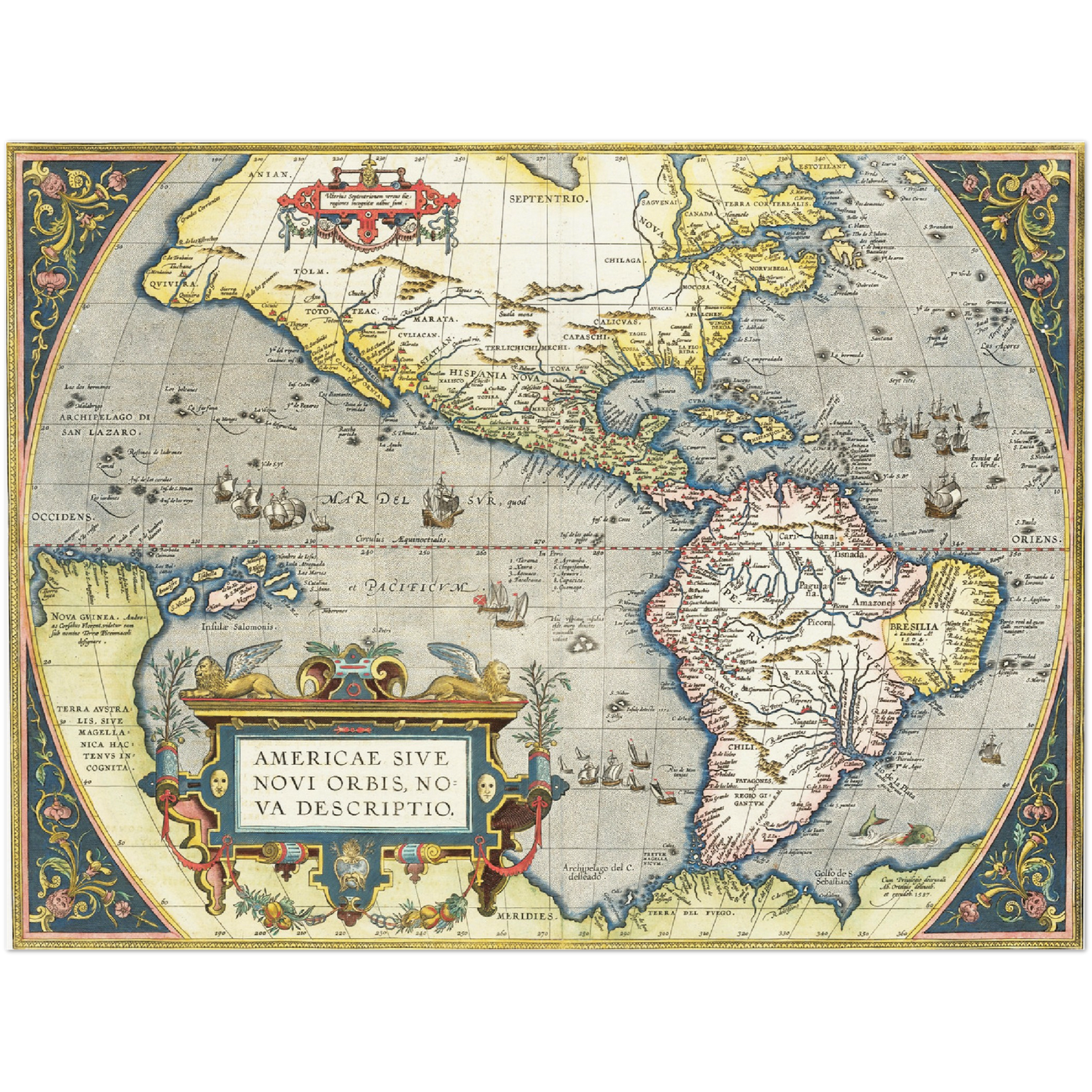 Historische Landkarte Amerika um 1570