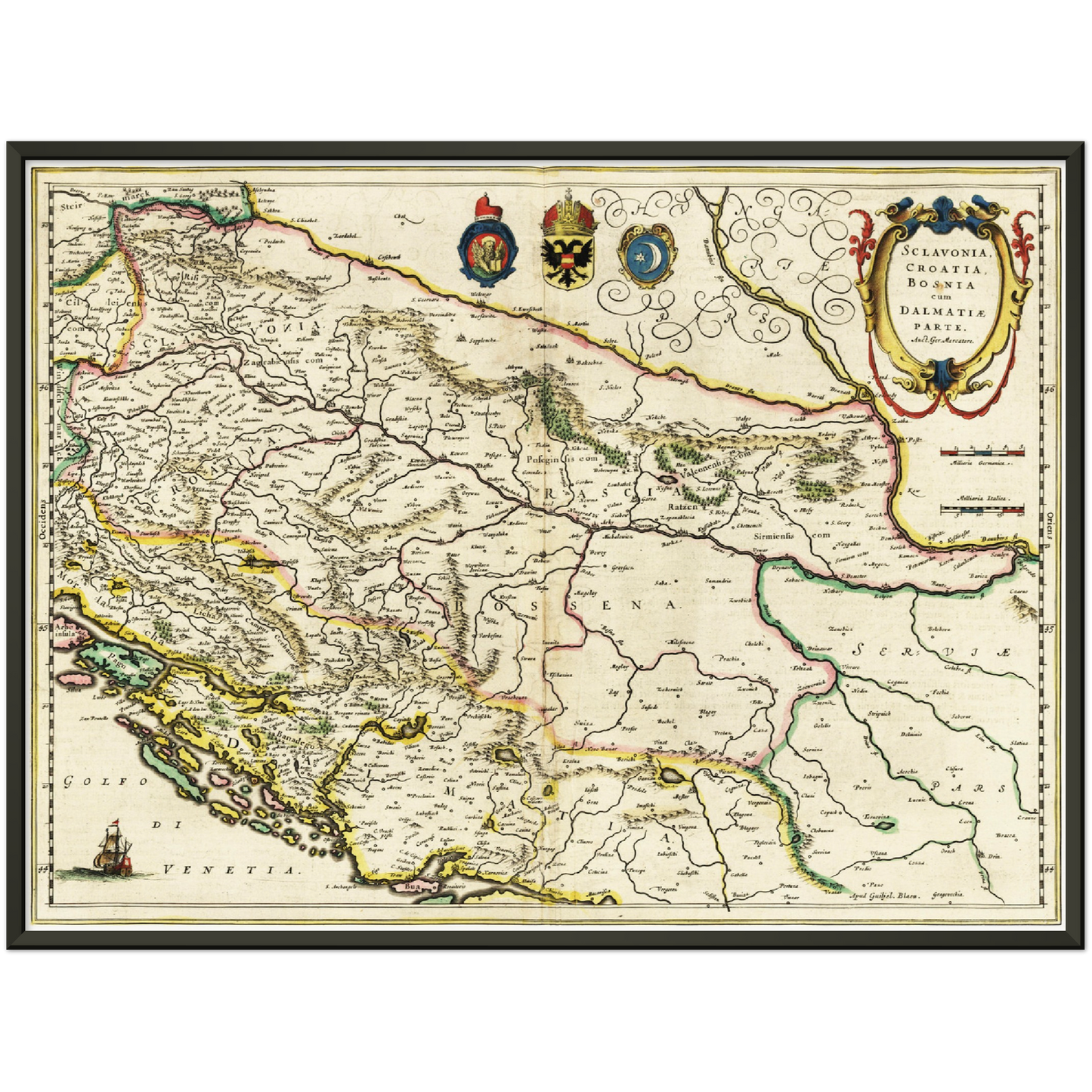 Historische Landkarte Bosnien um 1647