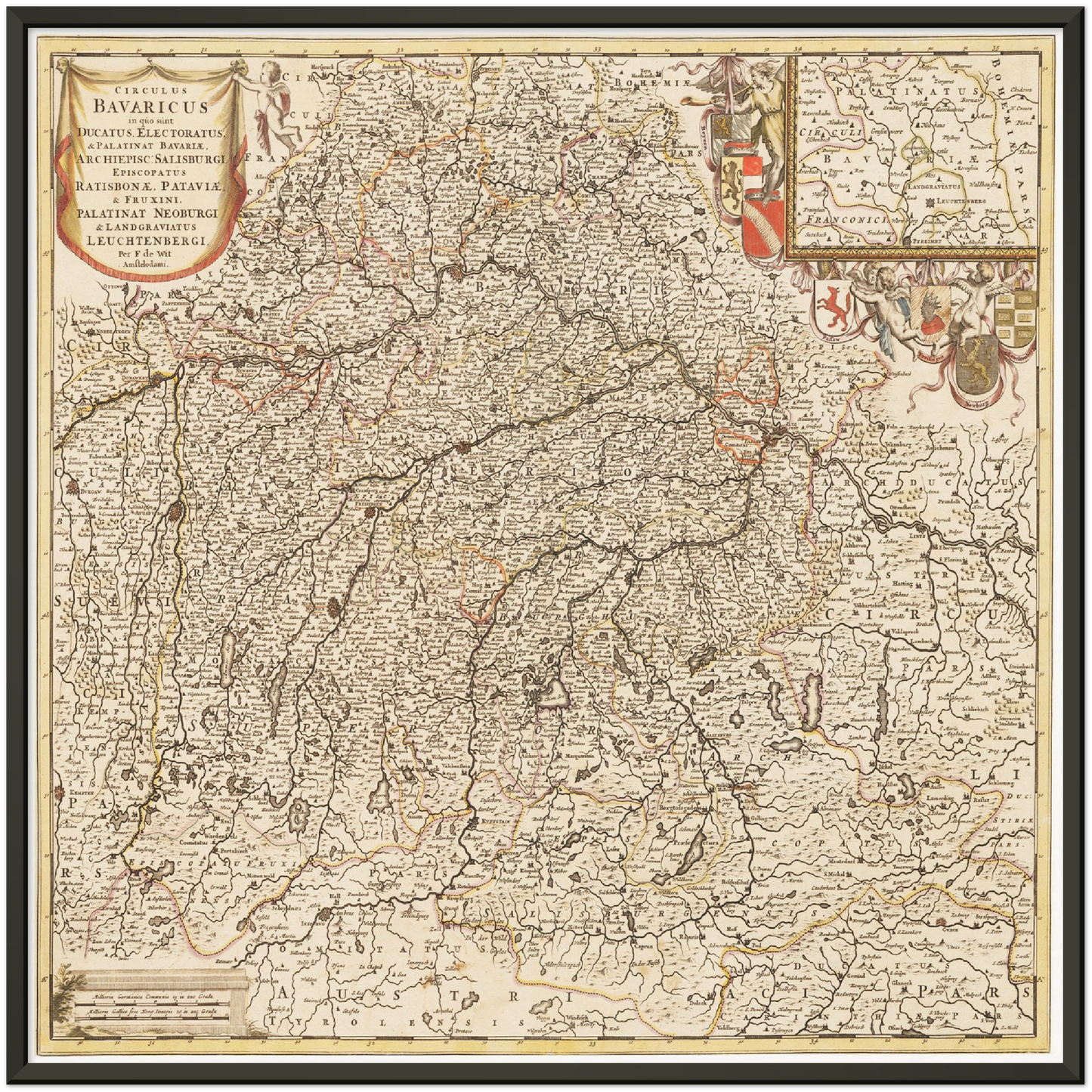 Historische Landkarte Bayern um 1698