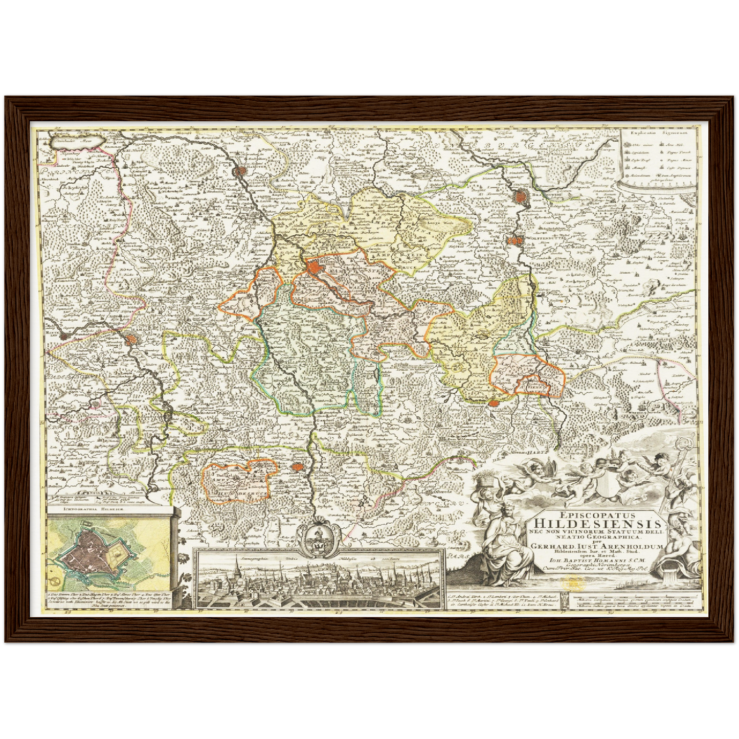 Historische Landkarte Hildesheim um 1730