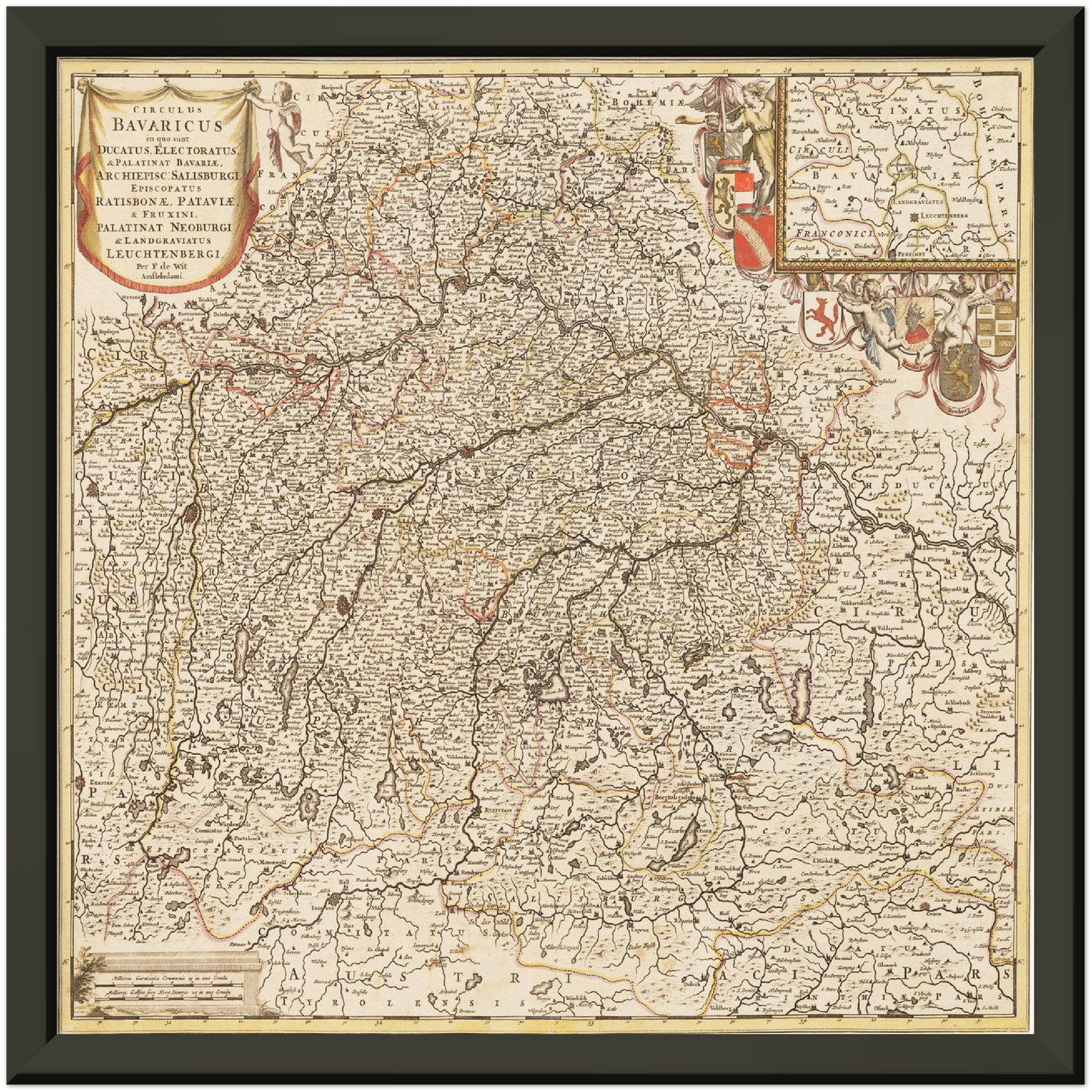 Historische Landkarte Bayern um 1698