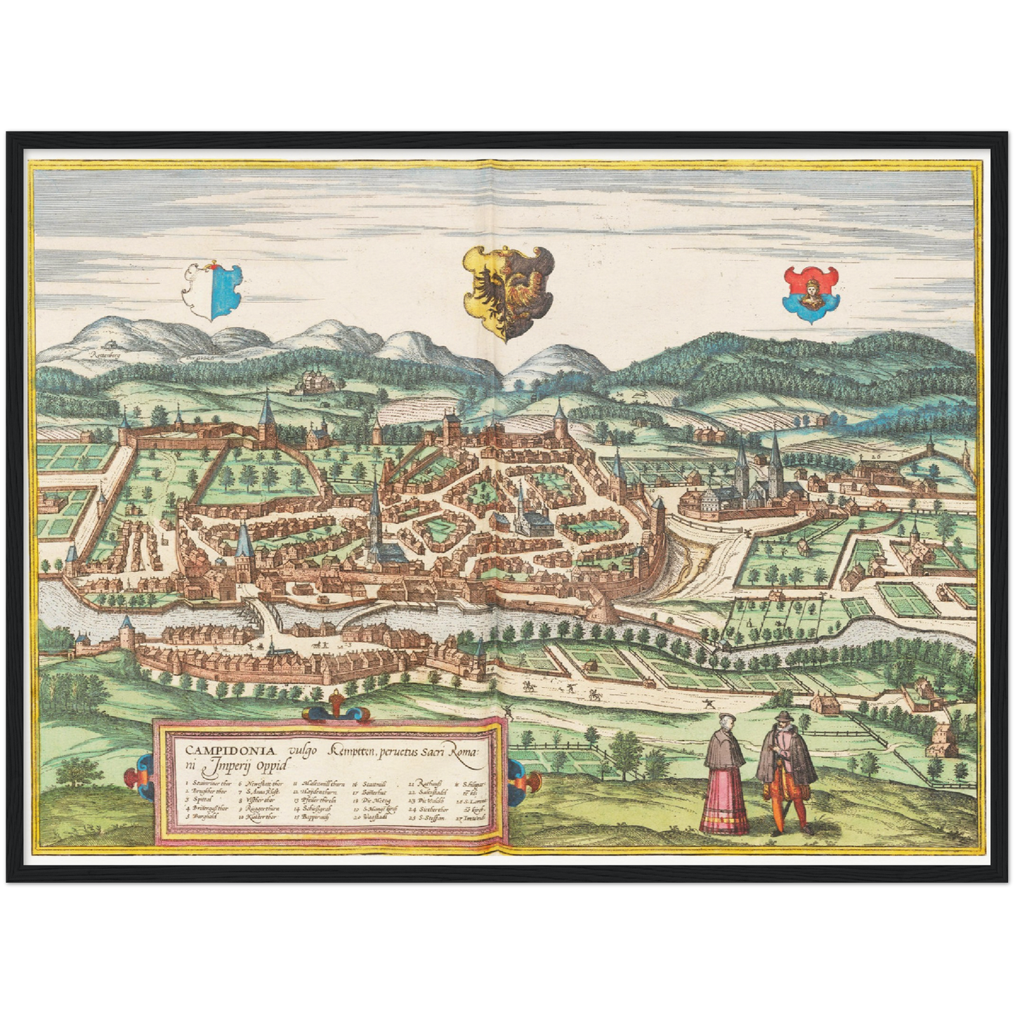 Historische Stadtansicht Kempten um 1575