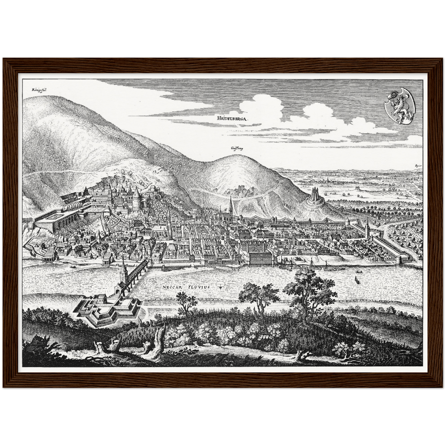 Historische Stadtansicht Heidelberg um 1645