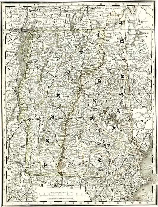 Kartengeschichten Teil 5: Zwischen „Green“ und „Granite“: Vermont & New Hampshire auf einer Karte von 1882