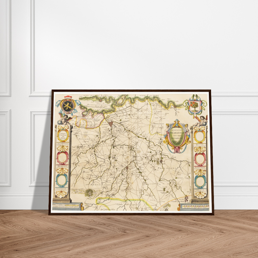 Historische Landkarte von Brabant gerahmt angelehnt an der Wand