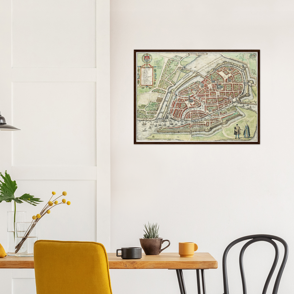 Historischer Stadtplan Hamburg an der Wand