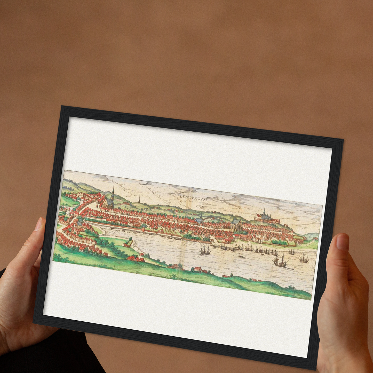 Historische Stadtansicht Flensburg um 1592