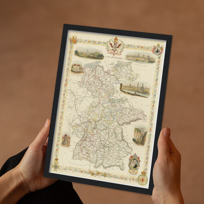 Historische Landkarte Deutschland um 1851