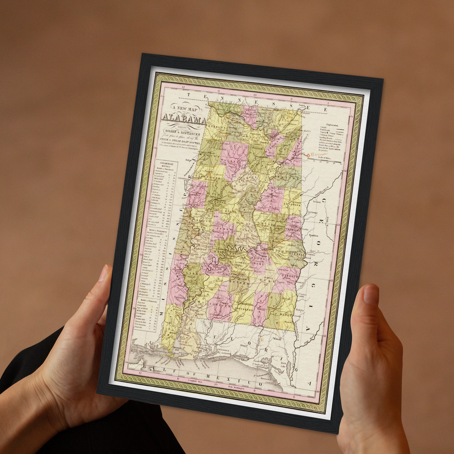 Historische Landkarte Alabama um 1849